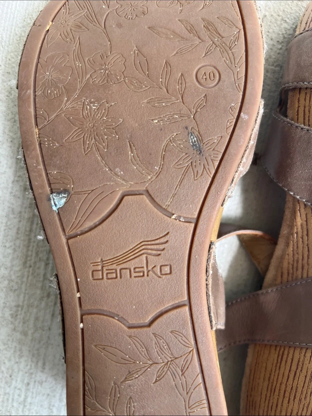 Dansko Laurie Taupe Leather Slingback Wedge Sandals EU 40
